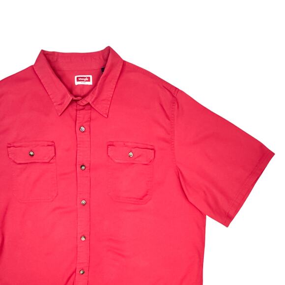 Wrangler Red Cotton Blend Short Sleeve Button-Up - 2XL - Picture 6 of 9